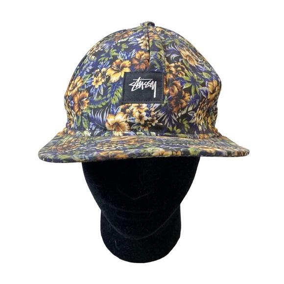 Stussy Capz Vintage Floral Box Logo Hat Snapback Adjustable - Picture 1 of 4